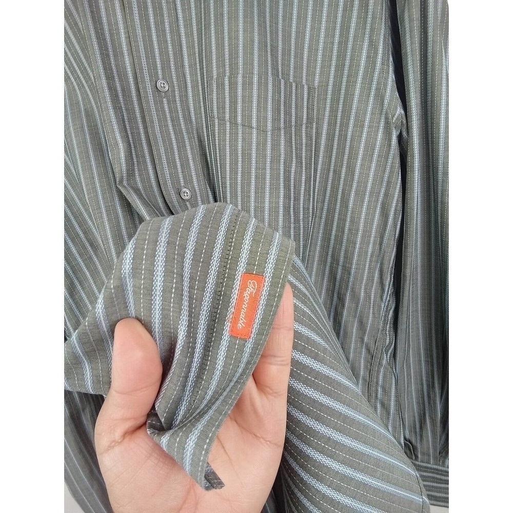 Faconnable Shirt Mens Medium Striped Cotton Long Sleeve Button Down Casual Gray - Picture 7 of 8